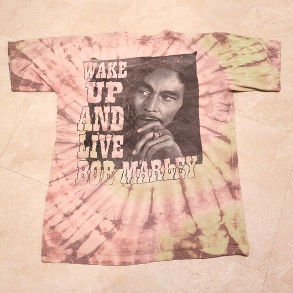 Wake Up And Live Bob Marley Tie Dye All Over Print AOP Double Sided T Shirt - Picture 6 of 7